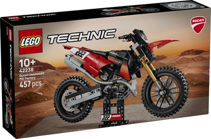 LEGO 42238 Technic Ducati Desmo450 MX Factory Motorcycle – 457-Piece Motocross Bike Building Set, Ages 10+