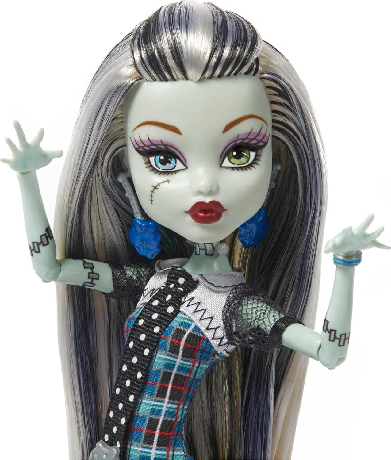 Monster High Frankie Stein Reproduction Doll (10.5 in) Wearing Original Fashion &amp; Shoes, with Pet, Doll Stand &amp; Accessories, Gift for Collectors