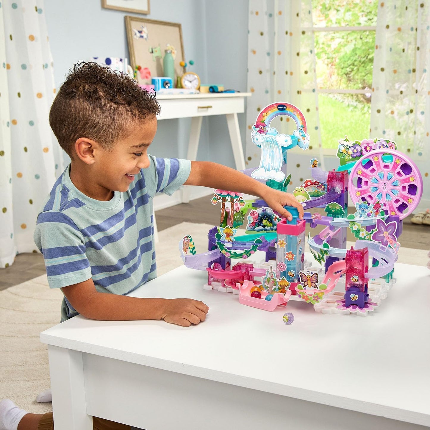 VTech Marble Rush Magic Fairyland Playset with Electronic Ferris Wheel | 96-Piece STEAM Marble Run Building Set | Interactive Construction Toy for Kids 4+ Years