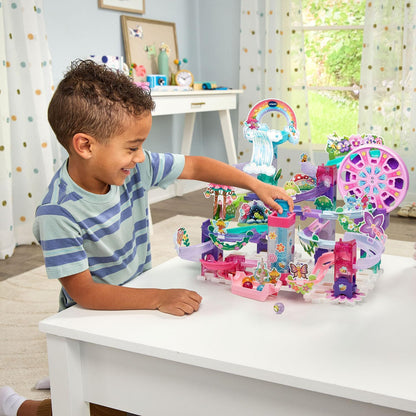 VTech Marble Rush Magic Fairyland Playset with Electronic Ferris Wheel | 96-Piece STEAM Marble Run Building Set | Interactive Construction Toy for Kids 4+ Years