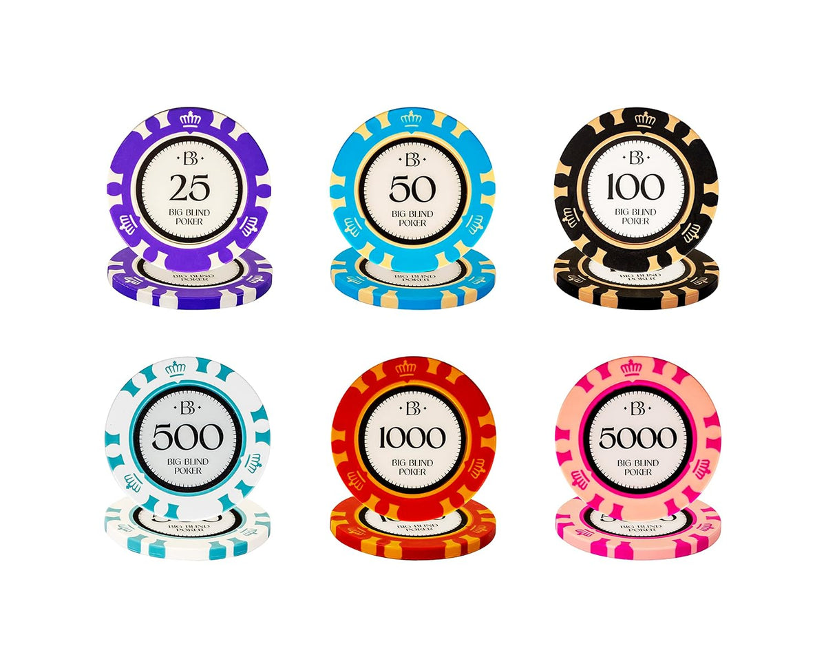 Big Blind 300-Piece Poker Chips Set for Adults with 2 Decks of Playing Cards & Dealer Button | Premium Poker Game Set with Carry Case for Parties & Game Nights