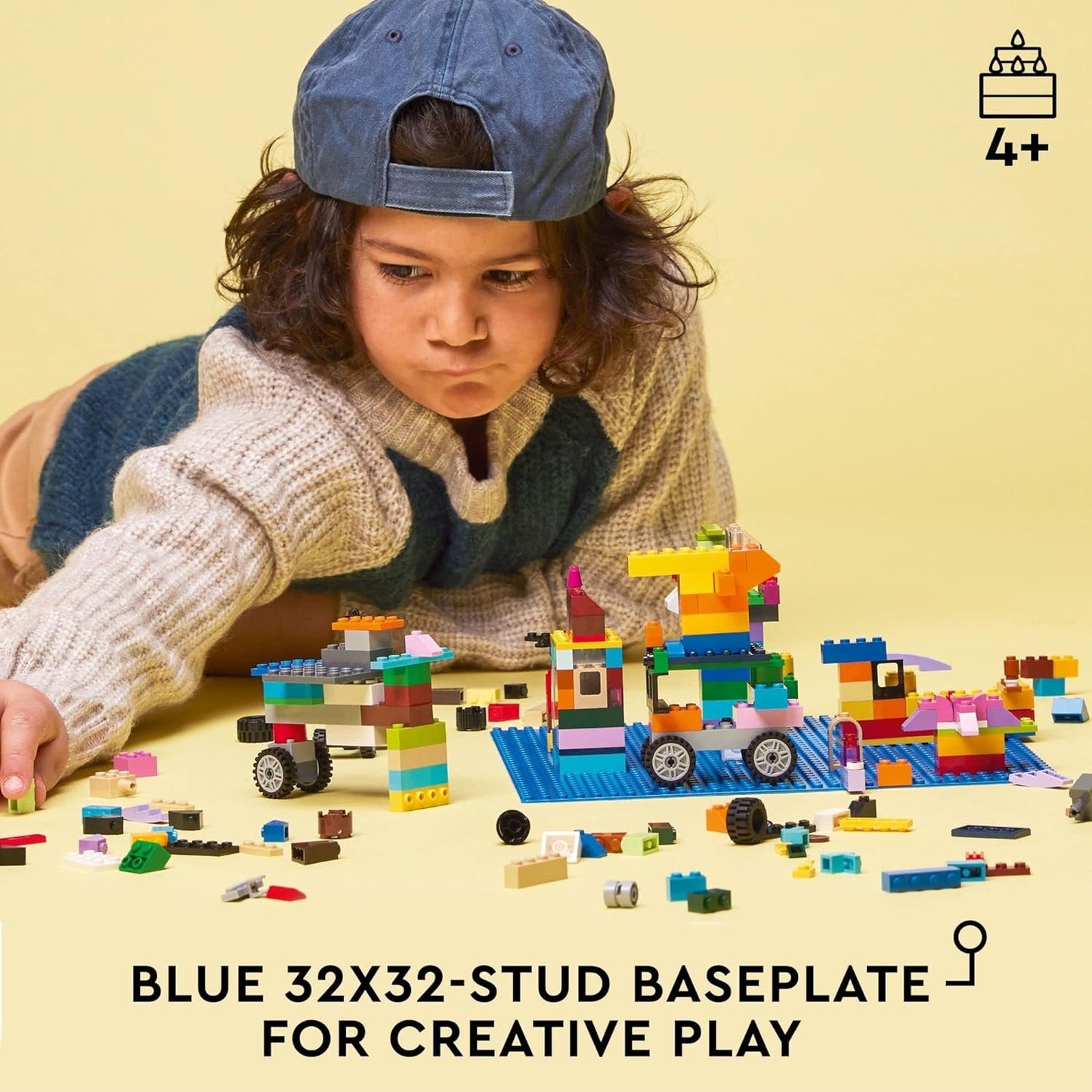 LEGO Classic Blue Baseplate Square 32x32 Stud Foundation to Build, Play, and Display Brick Creations, Great for Ocean and Water Landscapes, 11025