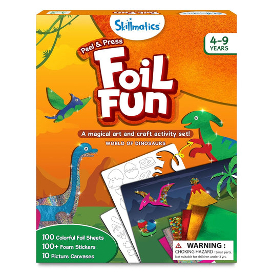 Skillmatics Art & Craft Activity - Foil Fun Dinosaurs, No Mess Art for Kids, Craft Kits & Supplies, DIY Creative Activity, Christmas Gifts for Boys & Girls Ages 4, 5, 6, 7, 8, 9, Travel Toys