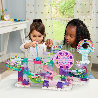 VTech Marble Rush Magic Fairyland Playset with Electronic Ferris Wheel | 96-Piece STEAM Marble Run Building Set | Interactive Construction Toy for Kids 4+ Years