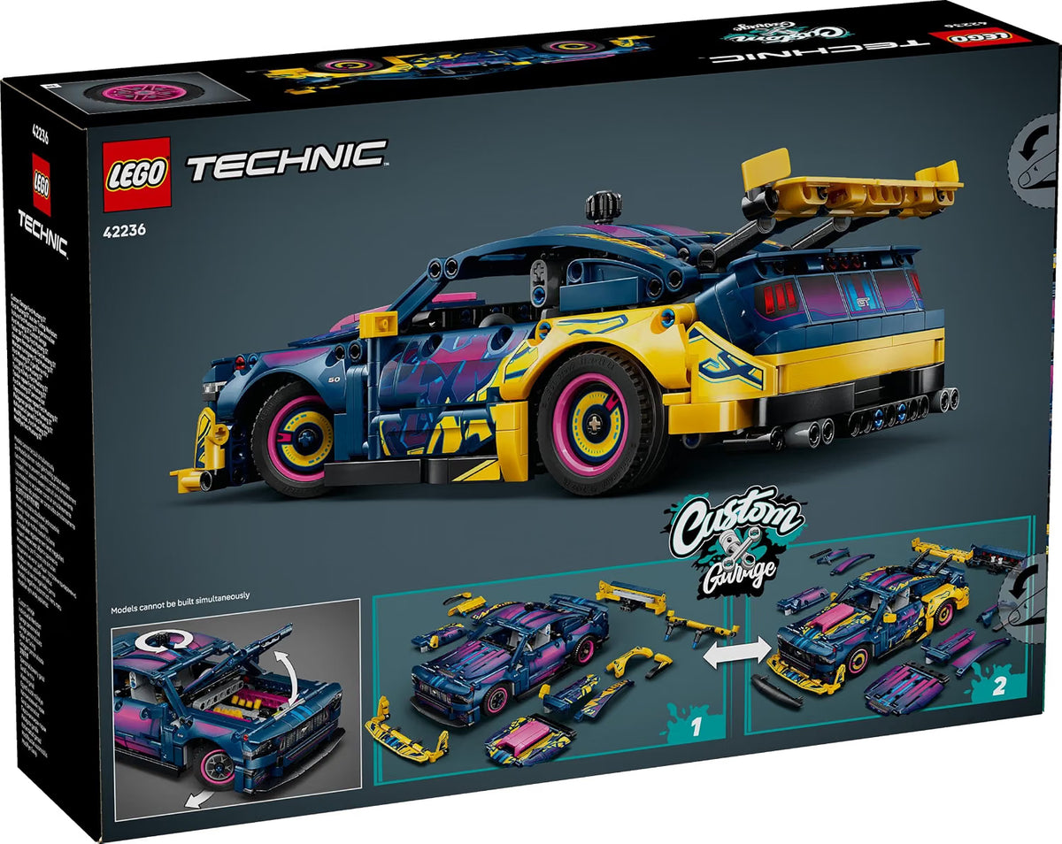 LEGO 42236 Technic Custom Garage Ford Mustang GT – 973-Piece Customizable Car Building Set, Ages 10+