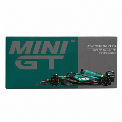 MINI GT 1:64 Aston Martin AMR24 #14 Fernando Alonso 2024 Canadian GP Formula One Die-Cast Model Car