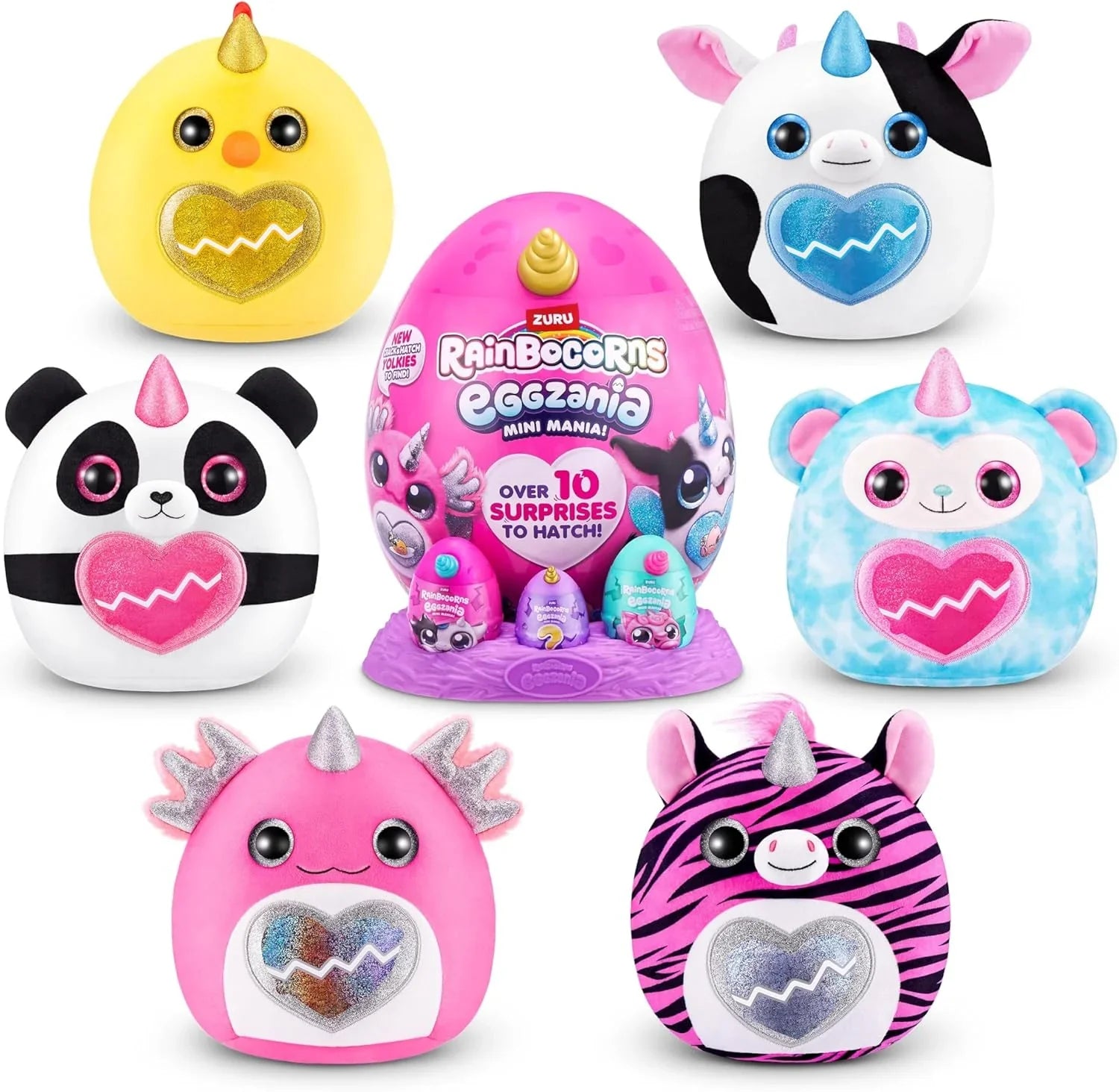 Rainbocorns Eggzania Surprise Mini Mania Series 1, Collectible Plush Stuffed Animal, Surprise Eggs, Stickers, DIY Jewelry, Slime, Ages 3+ Toys for girls - Jaiman Toys