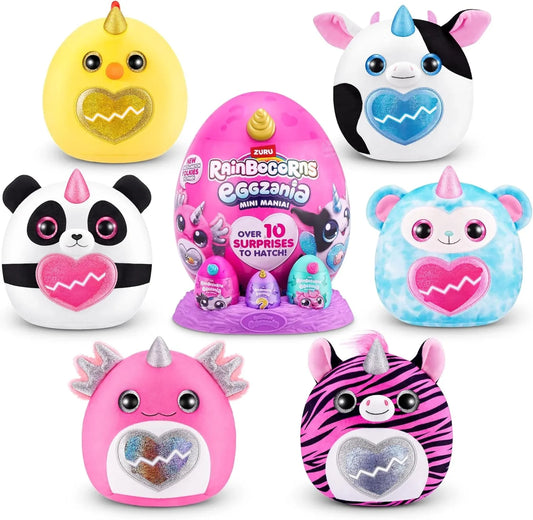 Rainbocorns Eggzania Surprise Mini Mania Series 1, Collectible Plush Stuffed Animal, Surprise Eggs, Stickers, DIY Jewelry, Slime, Ages 3+ Toys for girls - Jaiman Toys