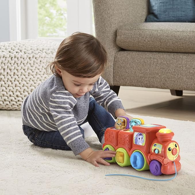 VTech Pop and Sing Animal Train | Interactive Musical Pull-Along Train with Pop-Up Animals, Lights, Sounds & Early Learning Fun