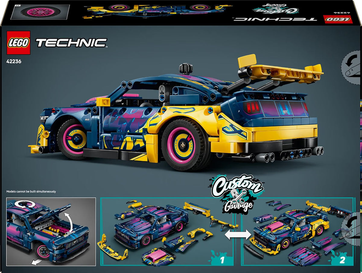LEGO 42236 Technic Custom Garage Ford Mustang GT – 973-Piece Customizable Car Building Set, Ages 10+