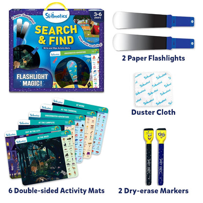 Skillmatics Preschool Learning Activity - Search and Find Flashlight Magic, Educational Game for Kids, Toddlers Who Love Toys, Art & Craft Activities, Gifts for Girls and Boys Ages 3, 4, 5, 6