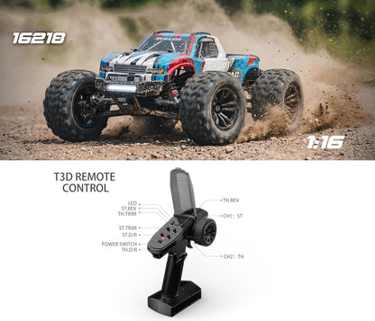 MJX Hyper Go 1:16 Scale 4WD Brushless RC Monster Truck | 2852 Brushless Motor, 45A ESC, 2.2kg Servo, 2.4GHz Ready-to-Run High-Speed Off-Road Remote Control Car