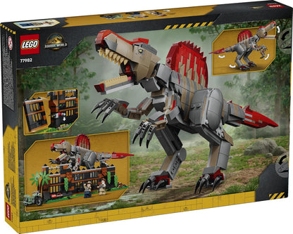 LEGO 77982 Jurassic World Spinosaurus Dinosaur Escape – 820-Piece Posable Dinosaur Playset with 2 Minifigures, Ages 9+