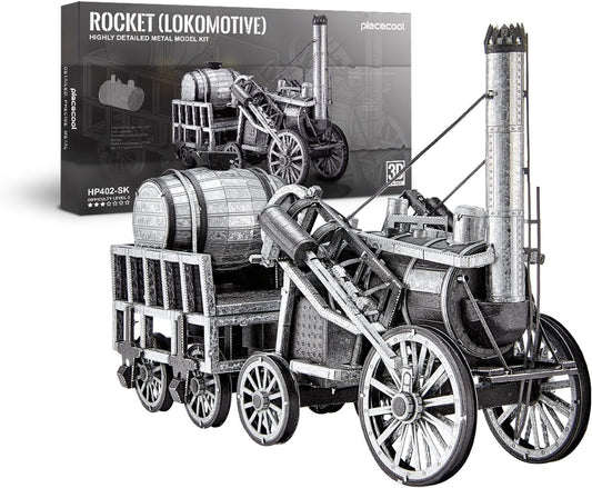 3D Metal Puzzle Rocket Locomotive Steam Train Model – 175 Pieces – Level 3 Difficulty – Stainless Steel DIY Model Kit- AGE16+