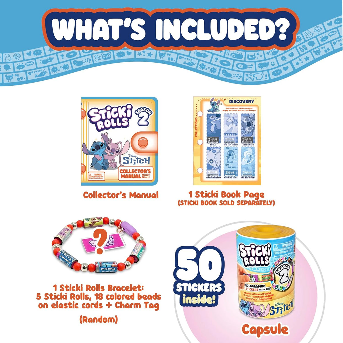 STICKI Rolls Stitch Sticki Capsule Season 2 – Sticker Bracelet Kit | Wearable & Shareable, 50 Holographic Stitch Stickers, Mystery Bracelet, DIY...