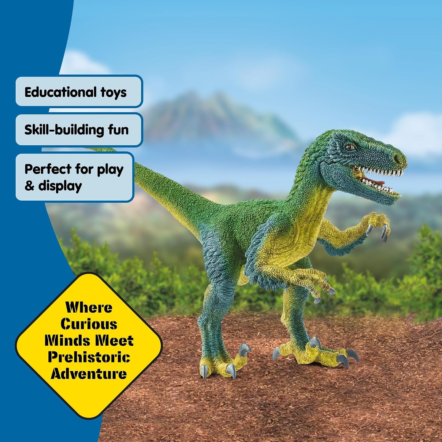 schleich Dinosaurs - Velociraptor Figurine with Movable Jaw and Arms - Realistic Raptor Dino Toy with Feathered Body and Claws - Durable Dinosaur Action...