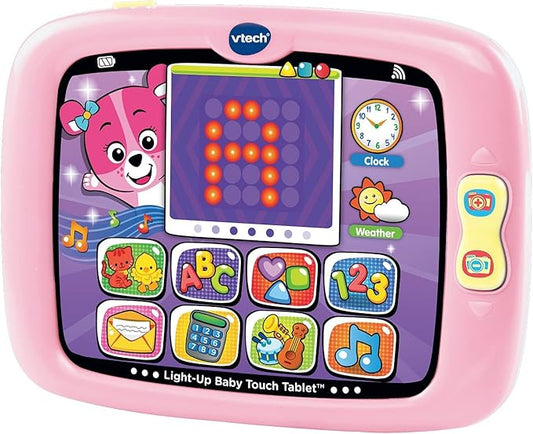 VTech Light-Up Baby Touch Tablet | Interactive Learning Tablet with Lights, Sounds, Music, Letters, Numbers & Pretend Apps | Pink