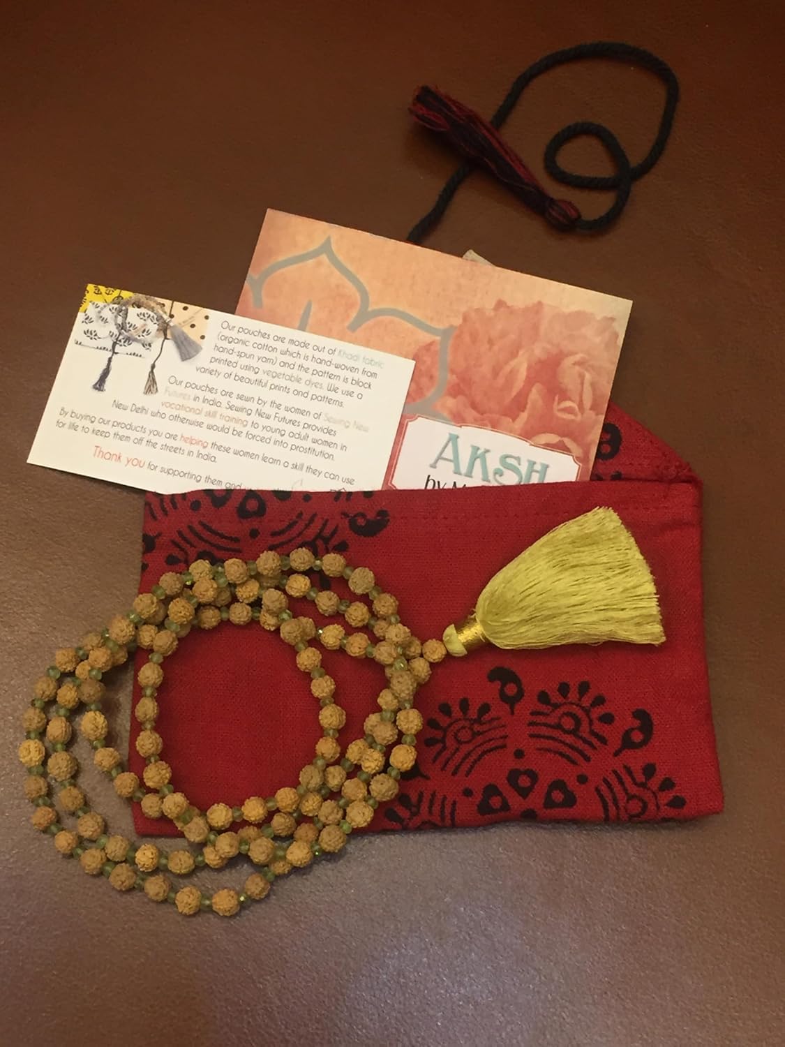 Maha Mala Carnelian & Rudraksha 108 Beads Meditation Mala – 6mm Rudraksha + 3.5mm Carnelian | Handmade in India