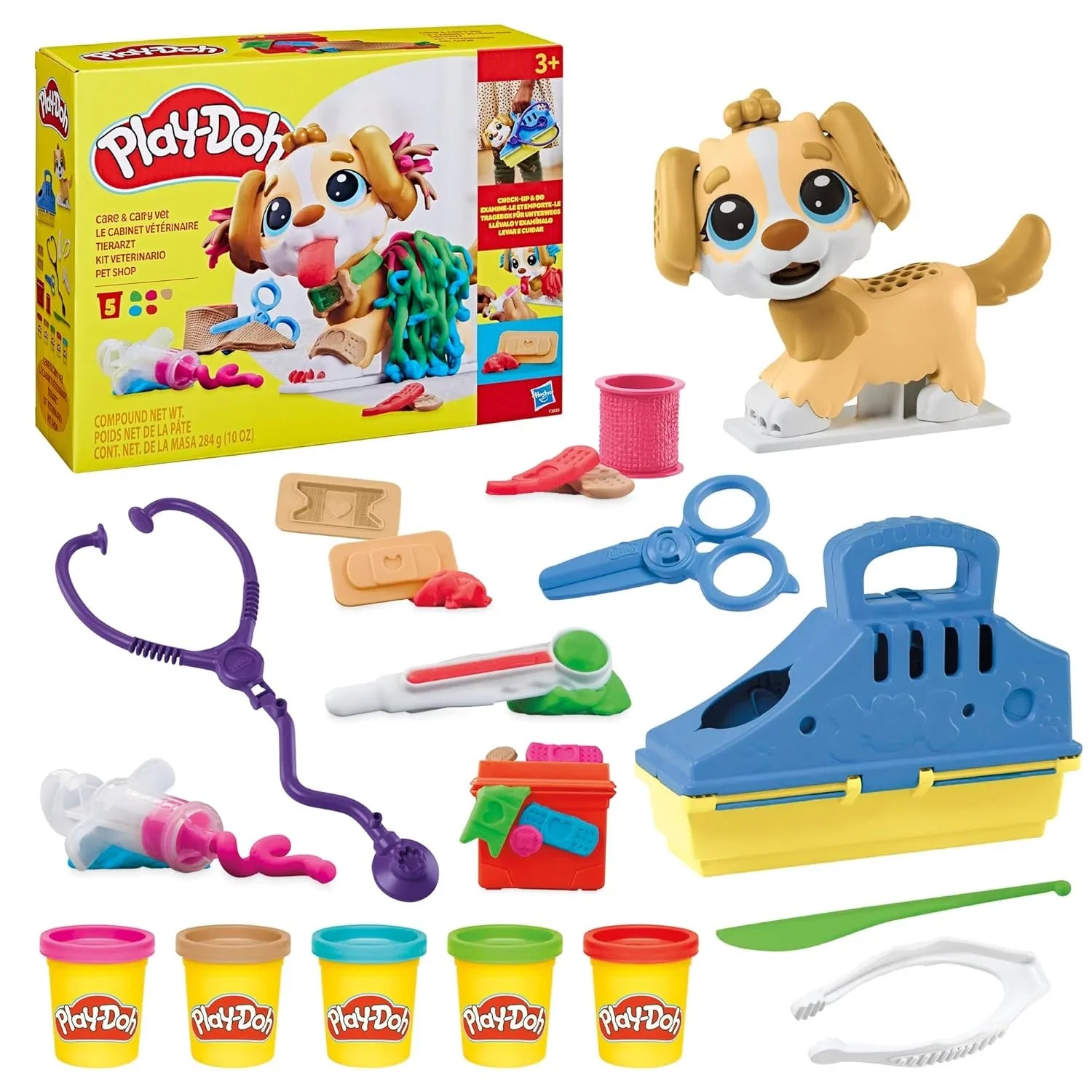 Play-Doh Veterinary Cabinet with Dog – Vet Roleplay Set with 10 Tools, Storage Case & 5 Non-Toxic Play-Doh Colors for Kids 3+ - Jaiman Toys
