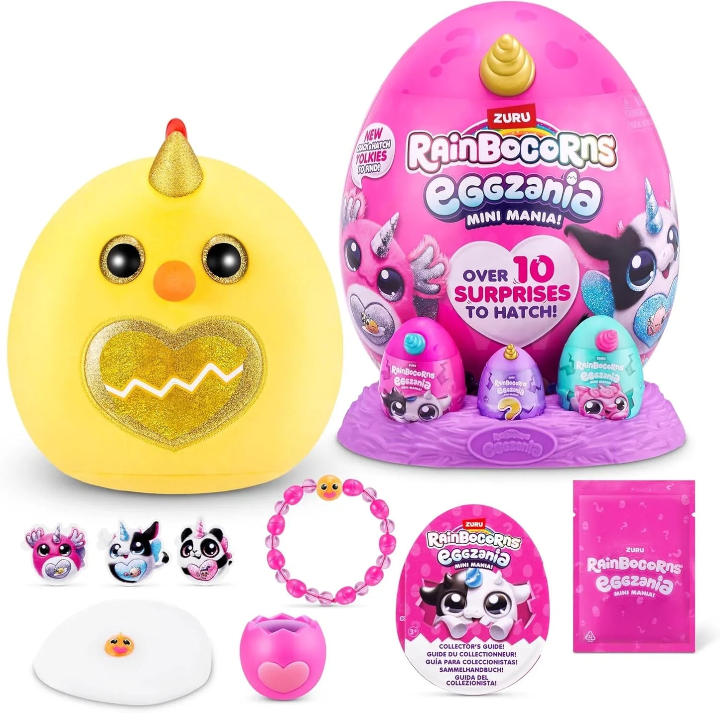 Rainbocorns Eggzania Surprise Mini Mania Series 1, Collectible Plush Stuffed Animal, Surprise Eggs, Stickers, DIY Jewelry, Slime, Ages 3+ Toys for girls - Jaiman Toys