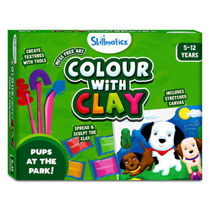 Skillmatics Art & Craft Kit - Colour with Clay, No Mess Art, Create A Clay Canvas of Pups at The Park, Gifts for Ages 5 to 12