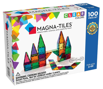 Magna-Tiles 100 Pcs Magnetic Building Toys, Multi Color