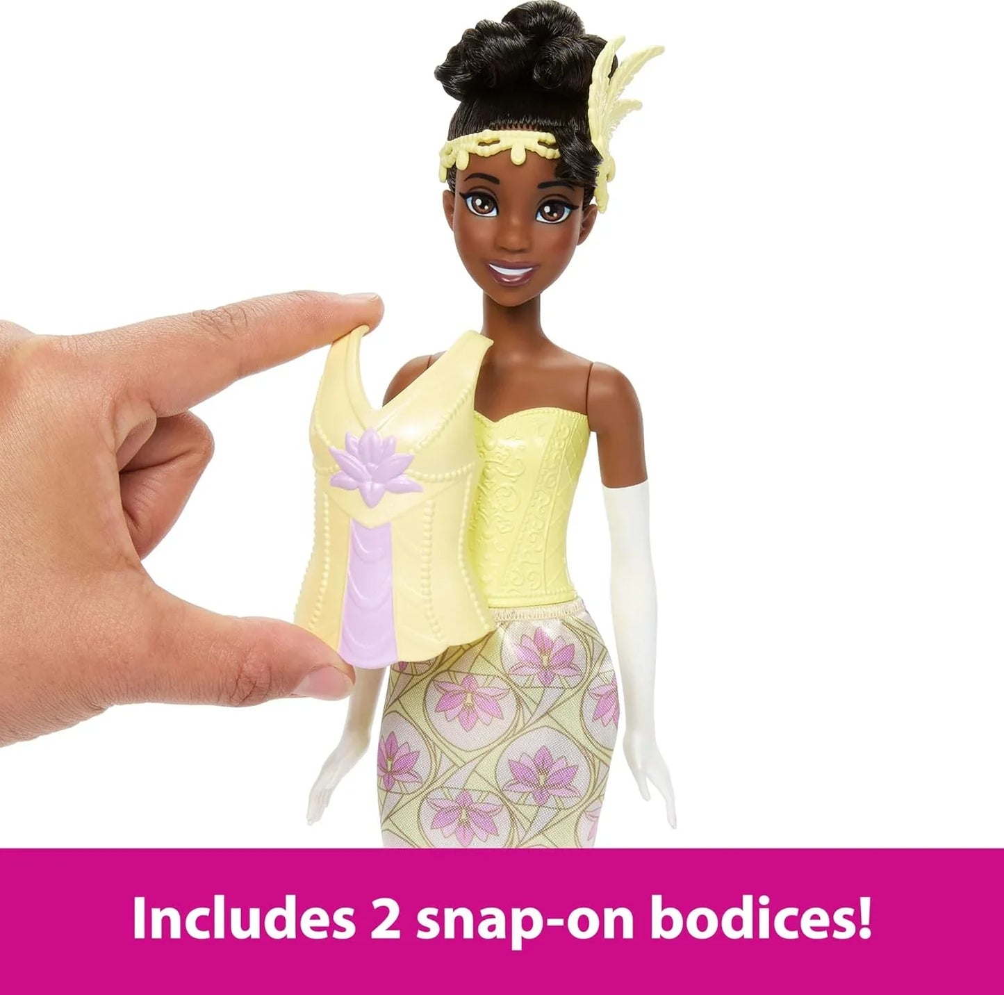 Disney Princess 2-in-1 Stories Tiana Fashion Doll with 2 Snap-On Bodices, 2 Skirts & 9 Accessories - Jaiman Toys