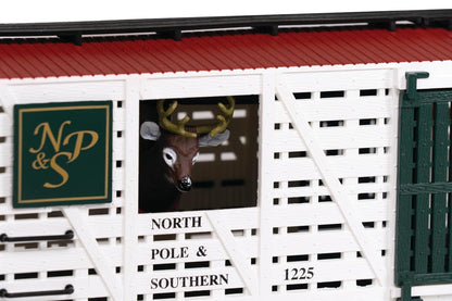 Bachmann NP&S Reindeer Transport Express Animated Stock Car | Large Scale G Gauge Christmas Rolling Stock