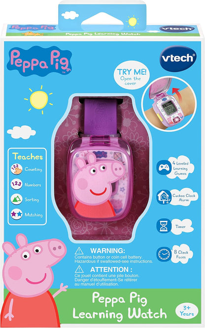 VTech Peppa Pig Learning Watch | Interactive Educational Kids Watch with Games, Alarm, Timer & Digital Clock | Purple
