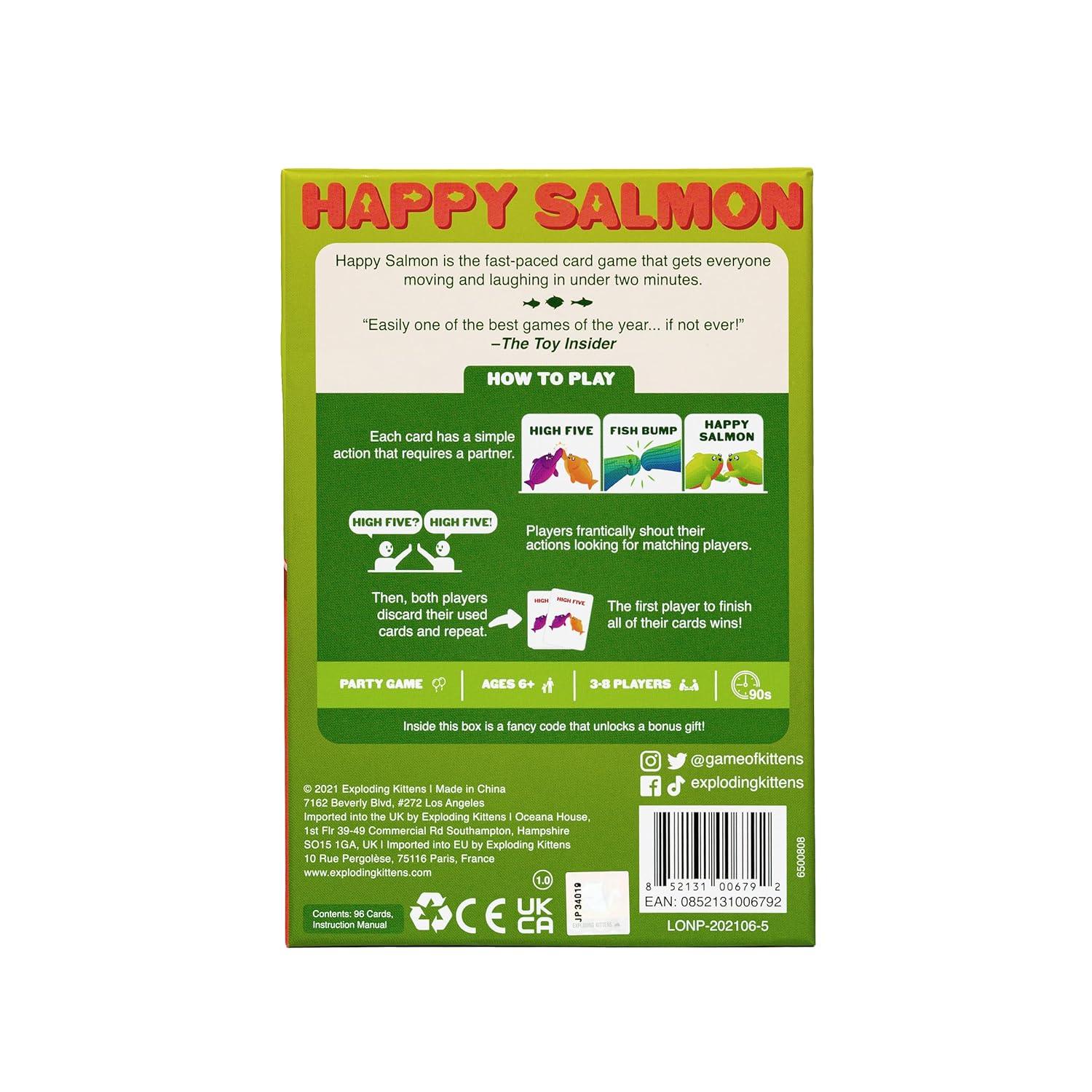 Happy Salmon Card Game by Exploding Kittens – Fast-Paced Party Game for Families & Kids - Jaiman Toys