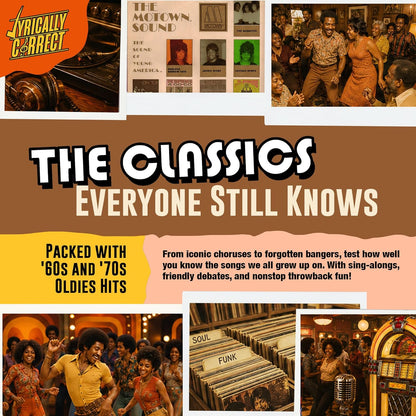 Lyrically Correct Oldies But Goodies Edition | Music Card Game Featuring Classic Hits from the 60s & 70s | Party Game for Families & Adults