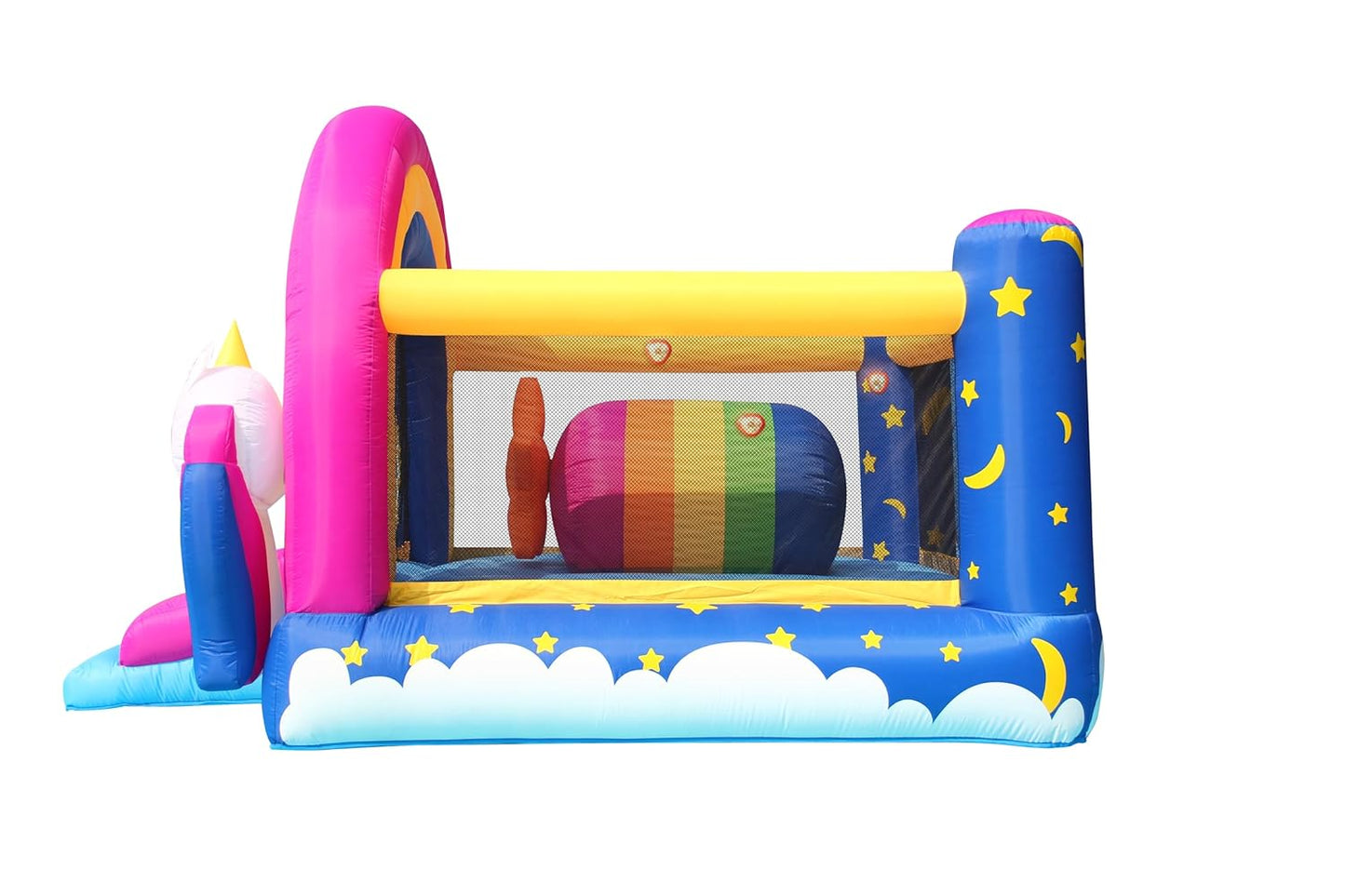 Happy Hop Fantasy Unicorn Inflatable Bouncy House with Slide, Lights & Sound | Kids Jumping Castle | Ages 3+