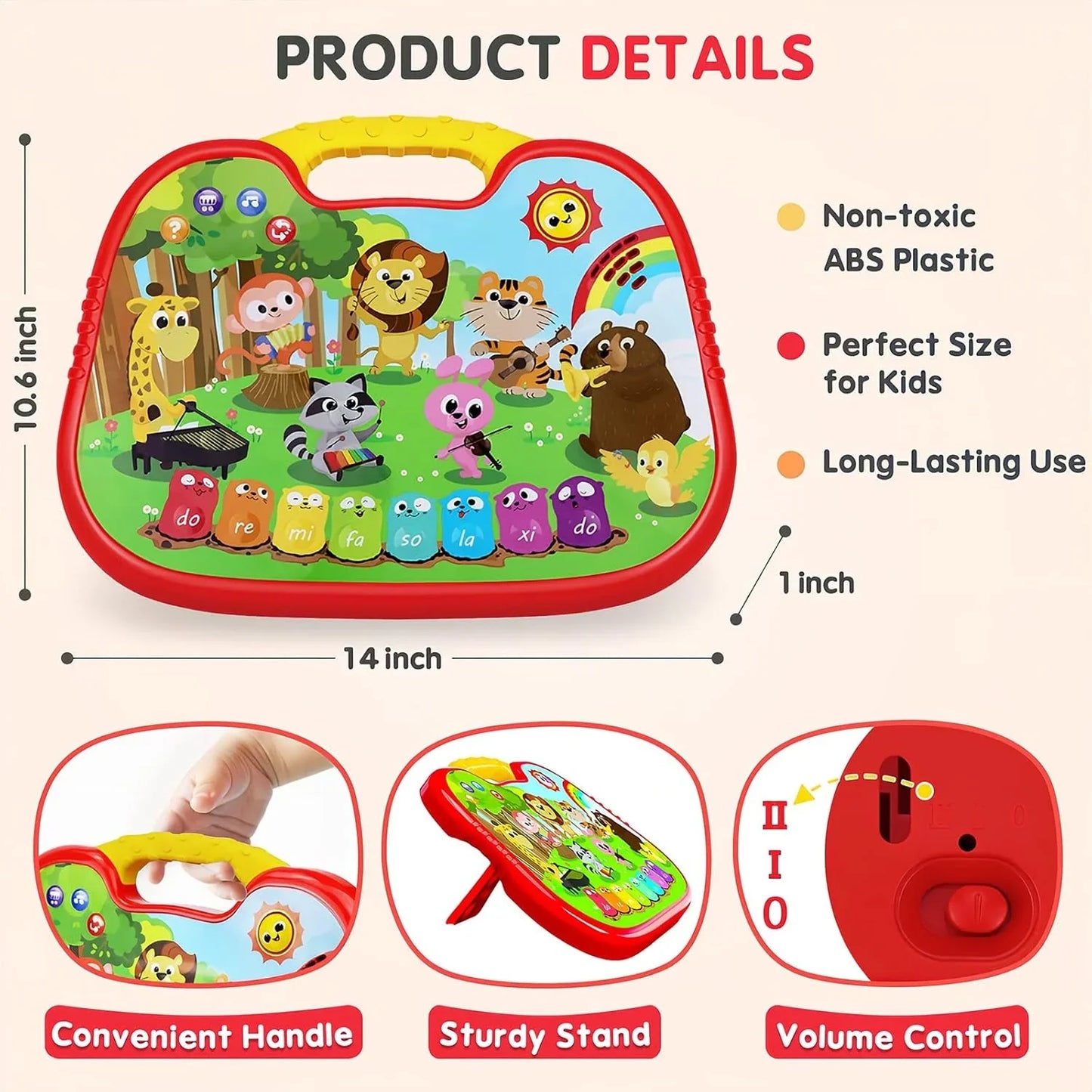 FiveStar Infant Animal Reading Piano – Interactive Baby Toy with Lights, Sounds & 3 Learning Modes | Educational Gift for Toddlers - Jaiman Toys