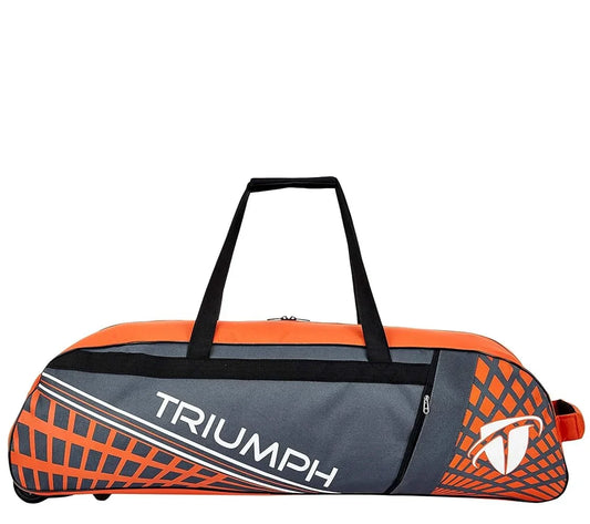 TRIUMPH KINGLY English Willow Professional Cricket KB-990 Wheel Bag Grey/Orange - Jaiman Toys