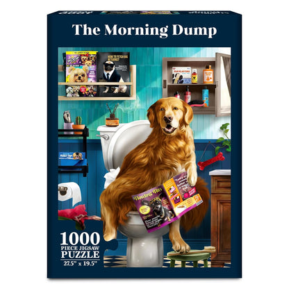 Jigsaw Puzzles for Adults and Families: The Morning Dump, 1000 Piece Puzzle, Brain-Boosting Fun for Ages 15+, Gifts for Dog Lovers (27.5" x 19.5")