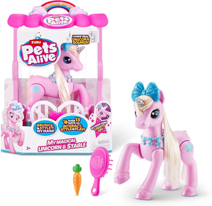 Pets Alive My Magical Unicorn and Stable Battery Powered Interactive Robotic Toy Playset by ZURU - Jaiman Toys