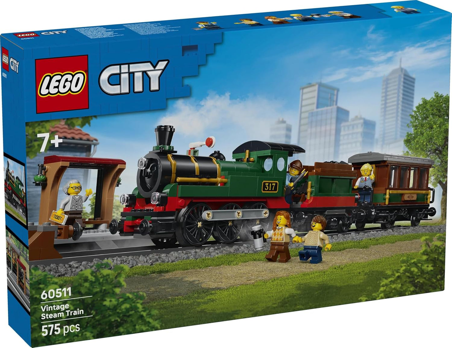 LEGO City Vintage Steam Train - Toy Train Set Building Kit for Kids Ages 7 and Up - 60511