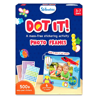 Skillmatics Art Activity - Dot It Photo Frames, Mess-free Sticker Art for Kids, Craft Kits, DIY Activity, Gifts for Boys & Girls Ages 3, 4, 5, 6, 7, Travel Toys for Toddlers