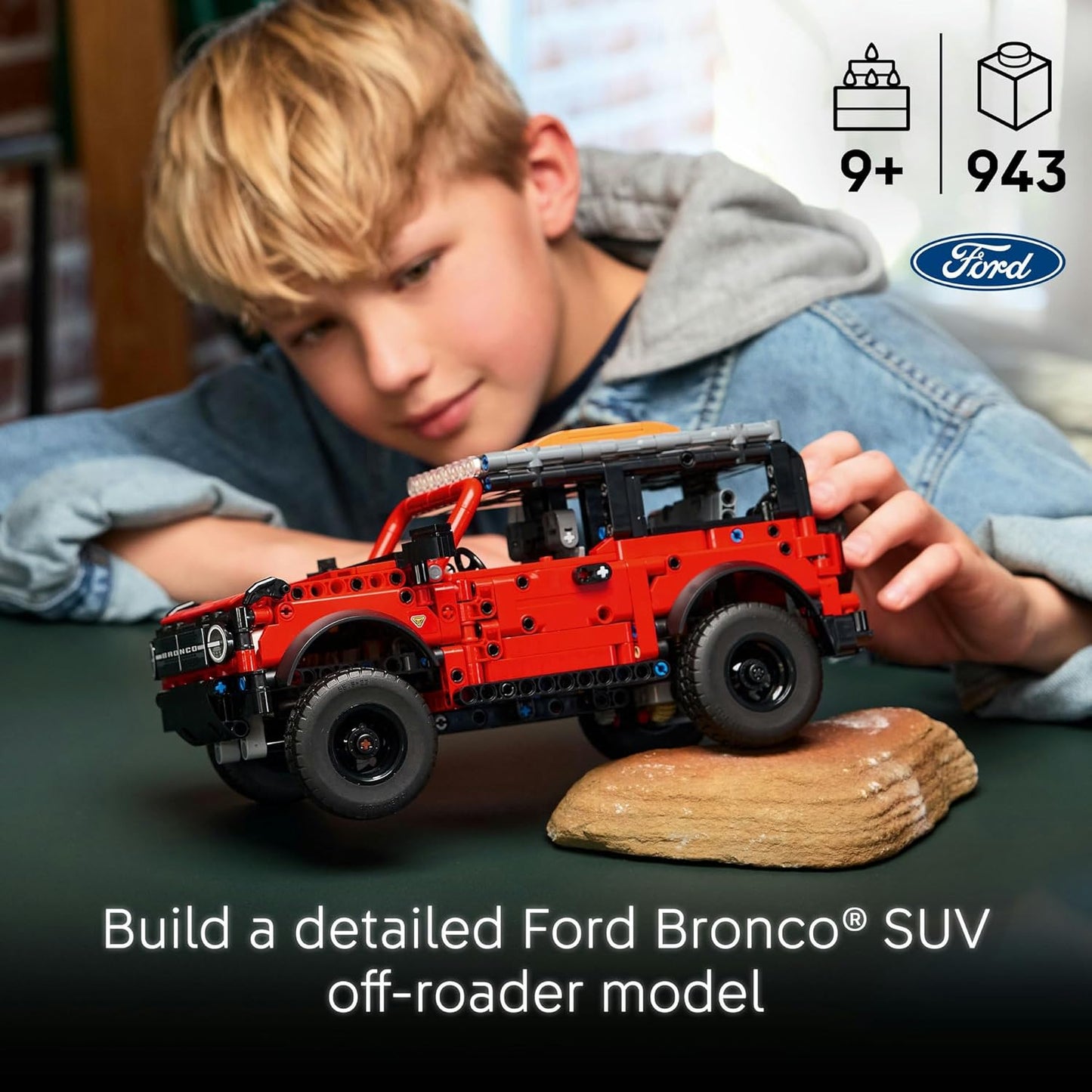 LEGO Technic 42213 Ford Bronco SUV  943Piece OffRoad Model with V6 Engine, Steering Spare Wheel & Roof Rack (Ages 9+)