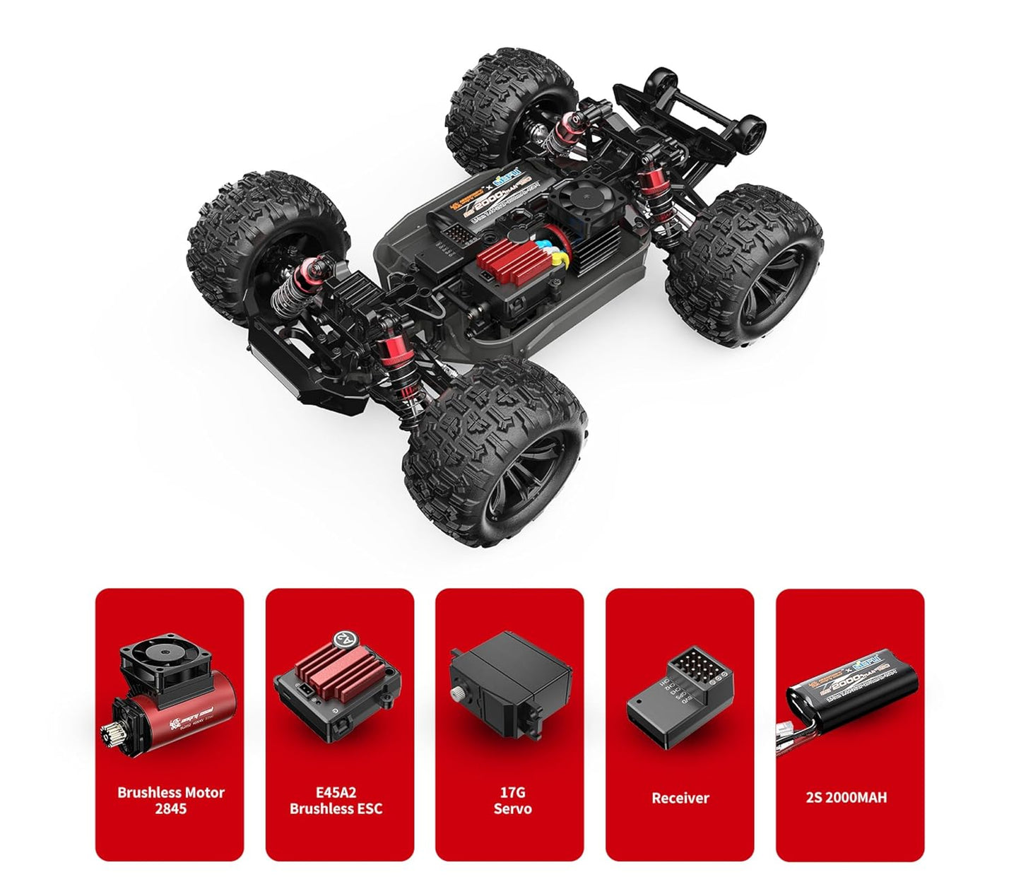 MJX Hyper Go 1:16 Scale 4WD Brushless RC Monster Truck | 2852 Brushless Motor, 45A ESC, 2.2kg Servo, 2.4GHz Ready-to-Run High-Speed Off-Road Remote Control Car