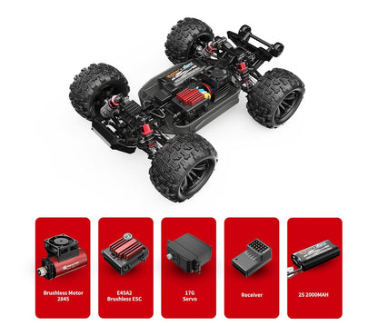 MJX Hyper Go 1:16 Scale 4WD Brushless RC Monster Truck | 2852 Brushless Motor, 45A ESC, 2.2kg Servo, 2.4GHz Ready-to-Run High-Speed Off-Road Remote Control Car