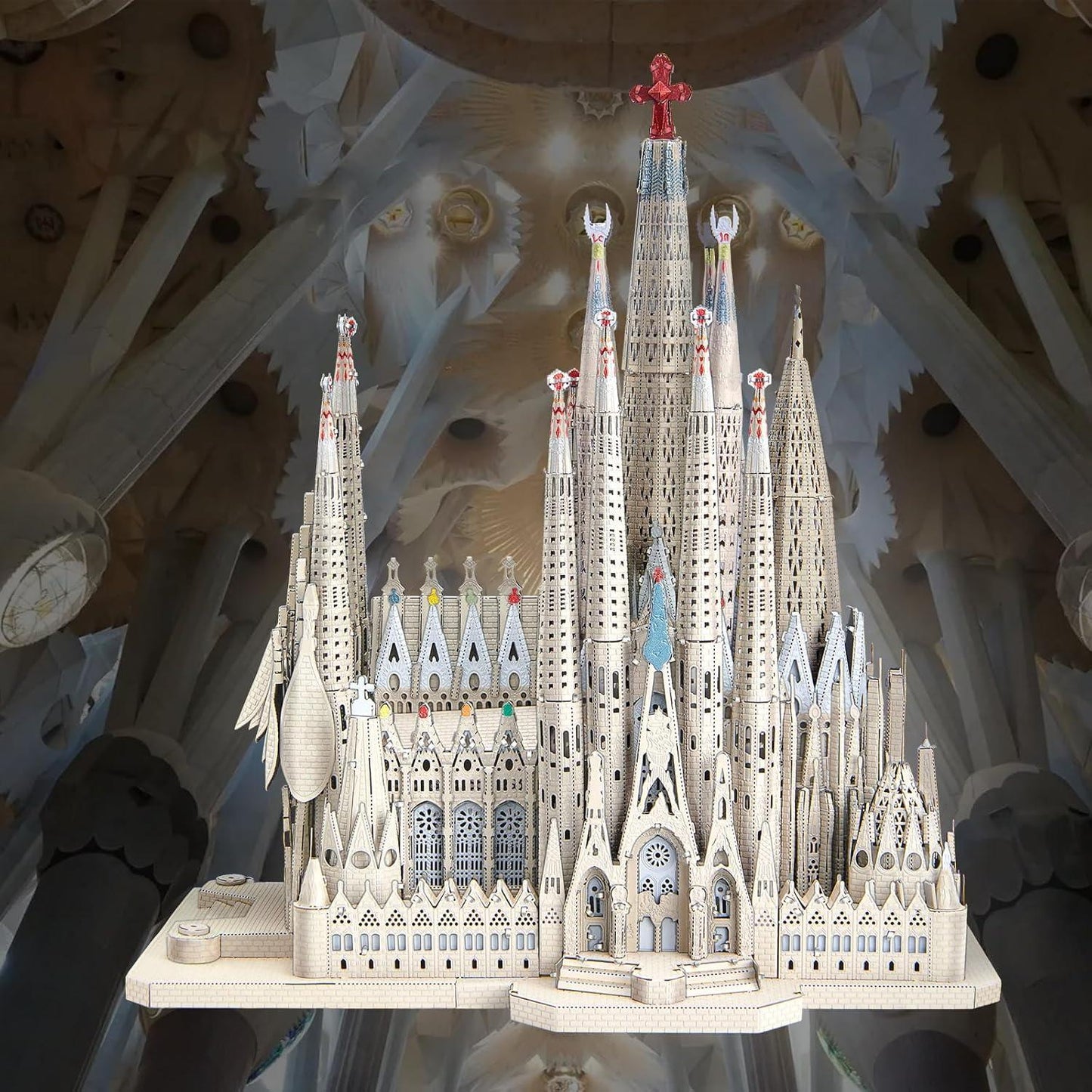 Piececool  3D Metal Puzzle La Sagrada Familia Cathedral Model – 450 Pieces – Level 6 Difficulty – Stainless Steel DIY Architecture Model Kit