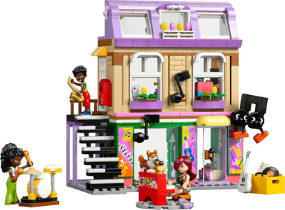 LEGO Friends 42653 Music Shop & Apartment Toy with 3 Mini Dolls, a Pet Corgi Animal Figure & Musical Instruments incl. a Piano, Drum Kit, Guitars & Accessories - Gift for 7+ Year Old Girls