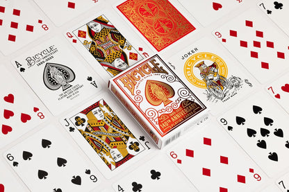 Bicycle 140th Anniversary Playing Cards – Red & Gold Metalluxe Foil Collectible Poker Deck