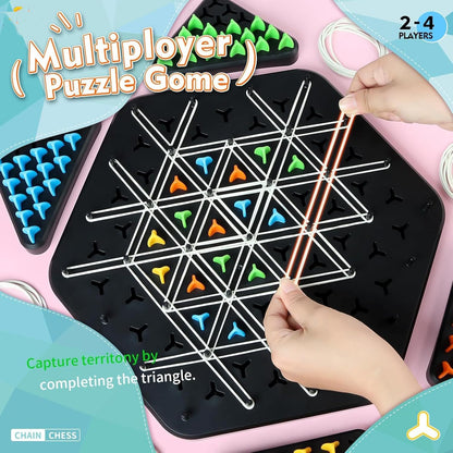 Triangle Chess Triggle Rubber Band Strategy Board Game | STEM Geoboard Puzzle for Kids & Adults | 2–4 Player Family Brain Teaser