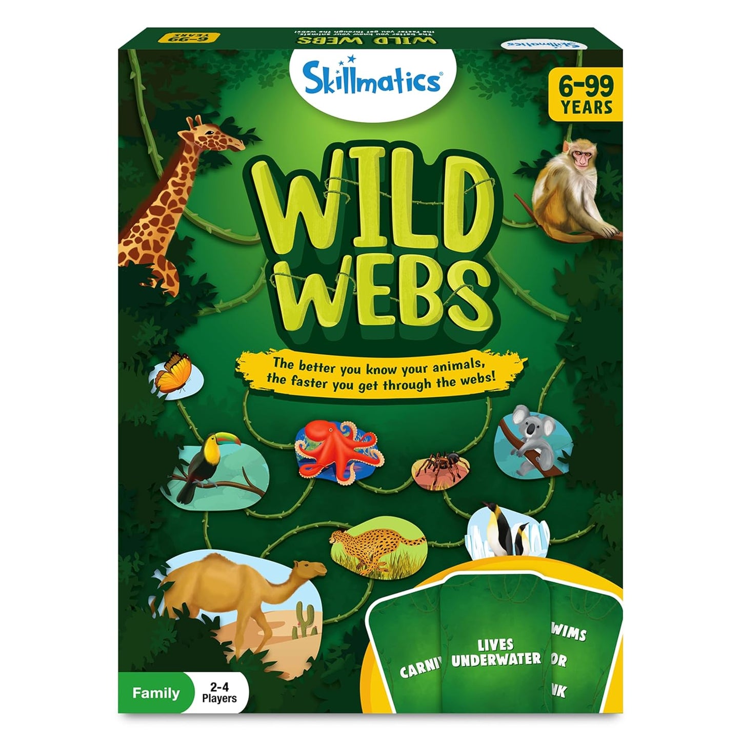 Skillmatics Board Game - Wild Webs, Animal Learning Game, Gifts, Family Friendly Games for Ages 6 and Up,for kids