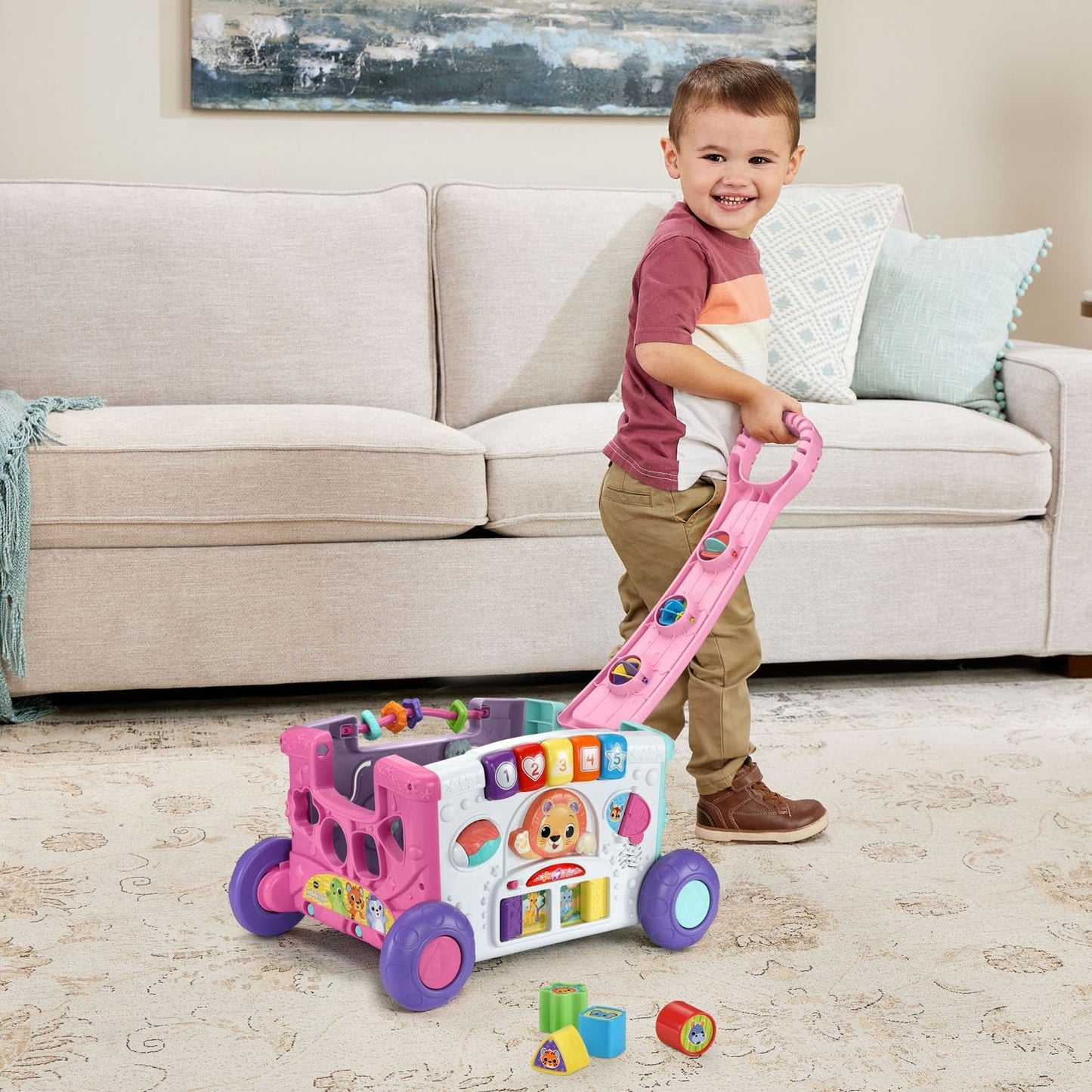 VTech Sort & Discover Activity Wagon Pink | Interactive Pull-Along Learning Walker & Shape Sorting Toy for Toddlers
