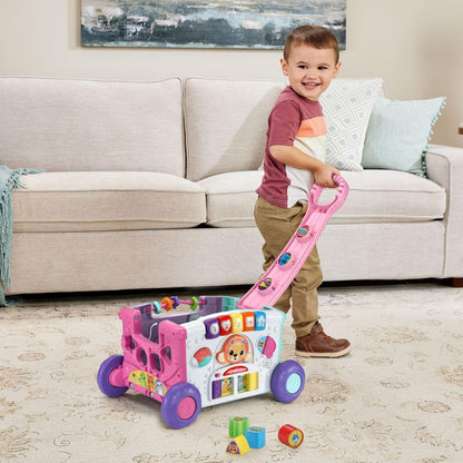 VTech Sort & Discover Activity Wagon Pink | Interactive Pull-Along Learning Walker & Shape Sorting Toy for Toddlers