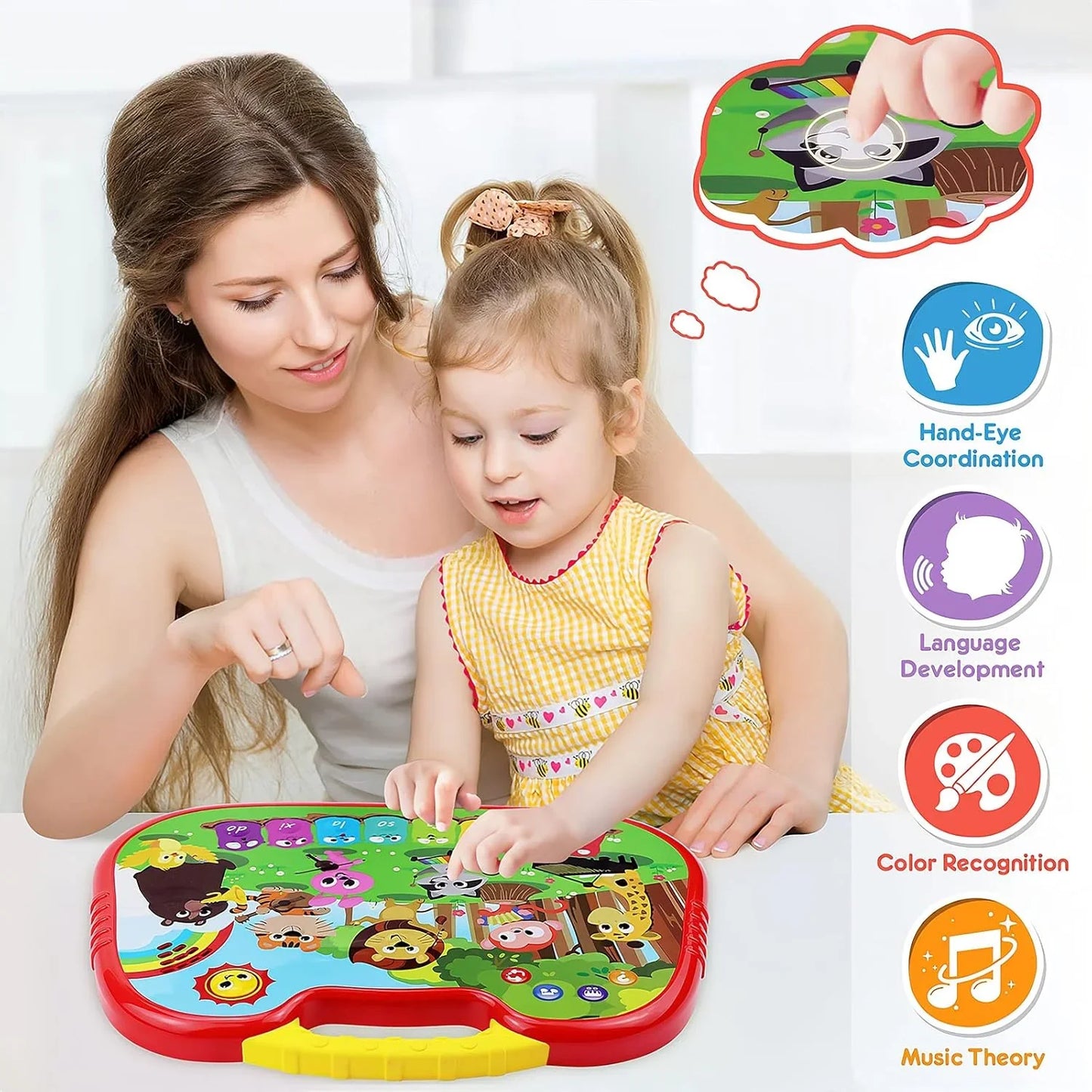 FiveStar Infant Animal Reading Piano – Interactive Baby Toy with Lights, Sounds & 3 Learning Modes | Educational Gift for Toddlers - Jaiman Toys