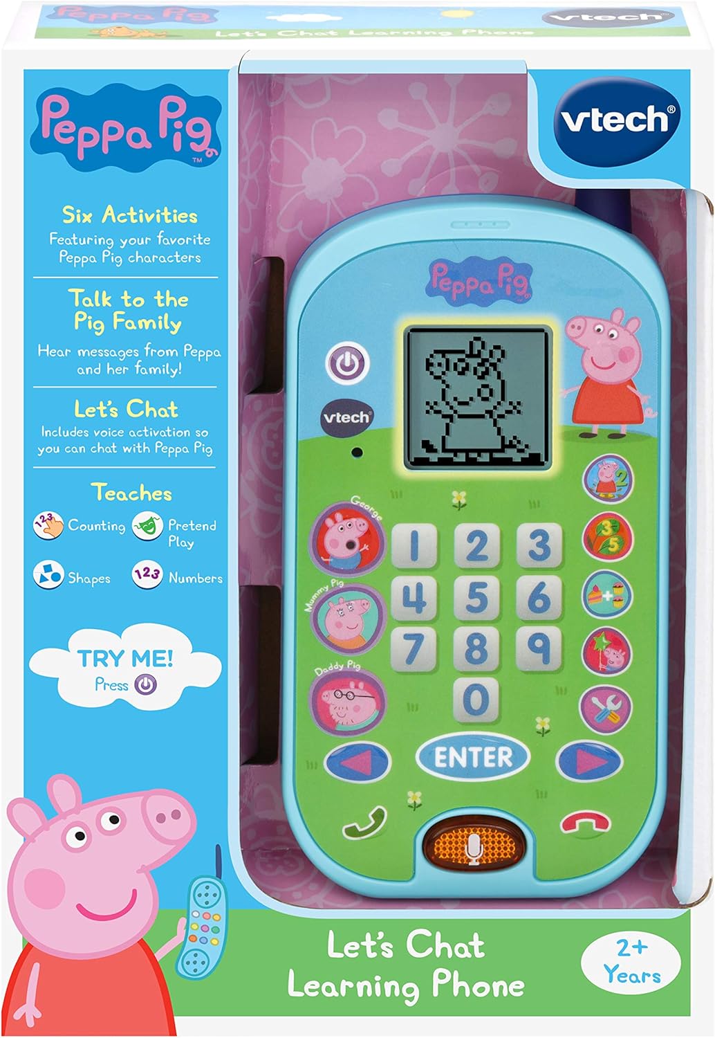 VTech Peppa Pig Let's Chat Learning Phone | Interactive Educational Toy Phone with Voice Chat, Number Learning & Pretend Play for Kids